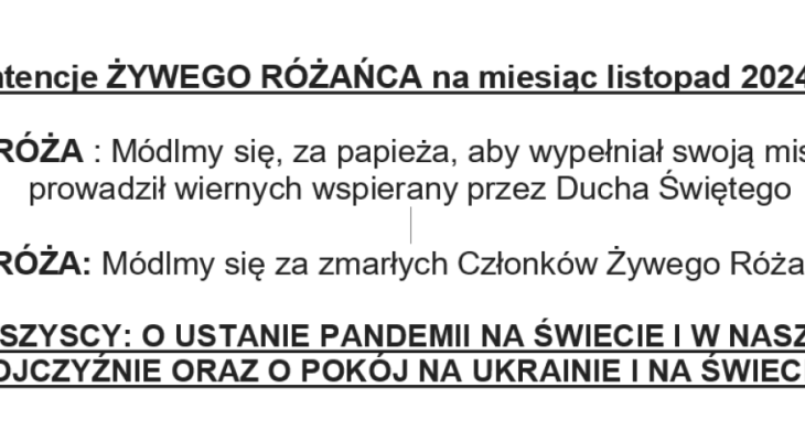 Intencje ŻYWEGO RÓŻAŃCA na miesiąc listopad 2024 roku