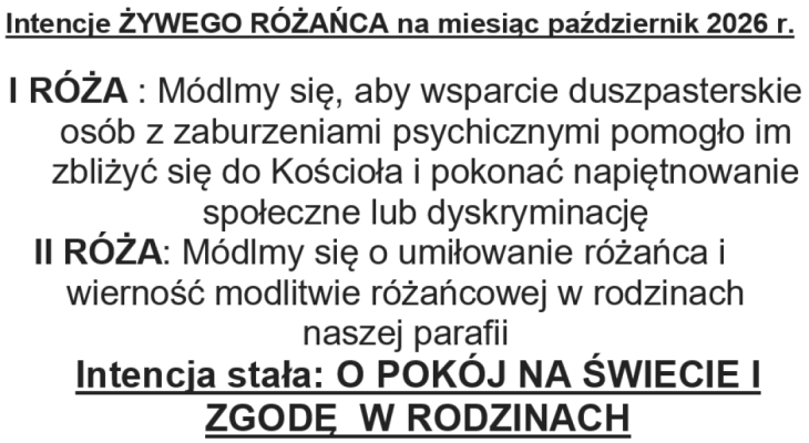 Intencje ŻYWEGO RÓŻAŃCA na miesiąc październik 2026 roku